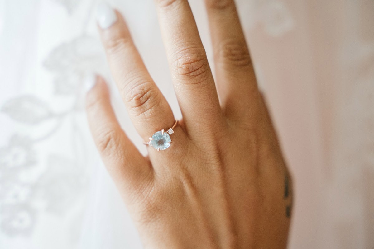 Engagement ring shot during Bridal Portrait session by Greensboro Wedding Photographer